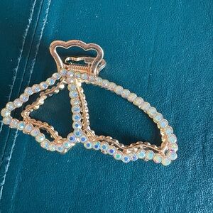 Gold and Iridescent Rhinestone Hair Clip